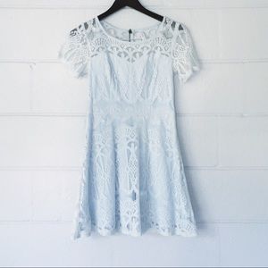 Light Baby Blue Mini Lace Dress